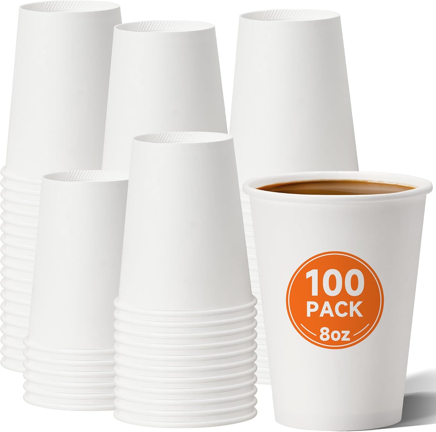 Disposable Paper Coffee Cups, 12 oz, White, Pack of 300