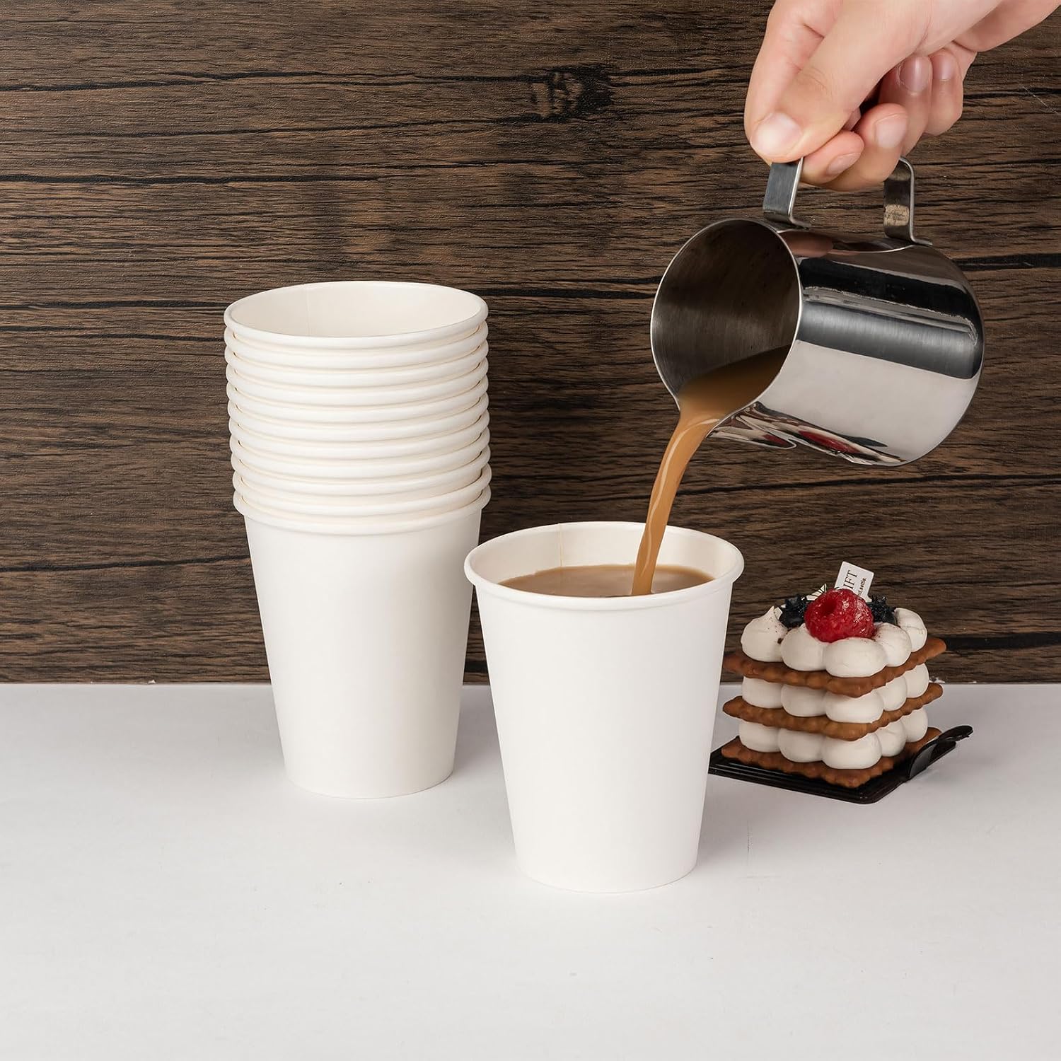 Disposable Paper Coffee Cups, 12 oz, White, Pack of 300