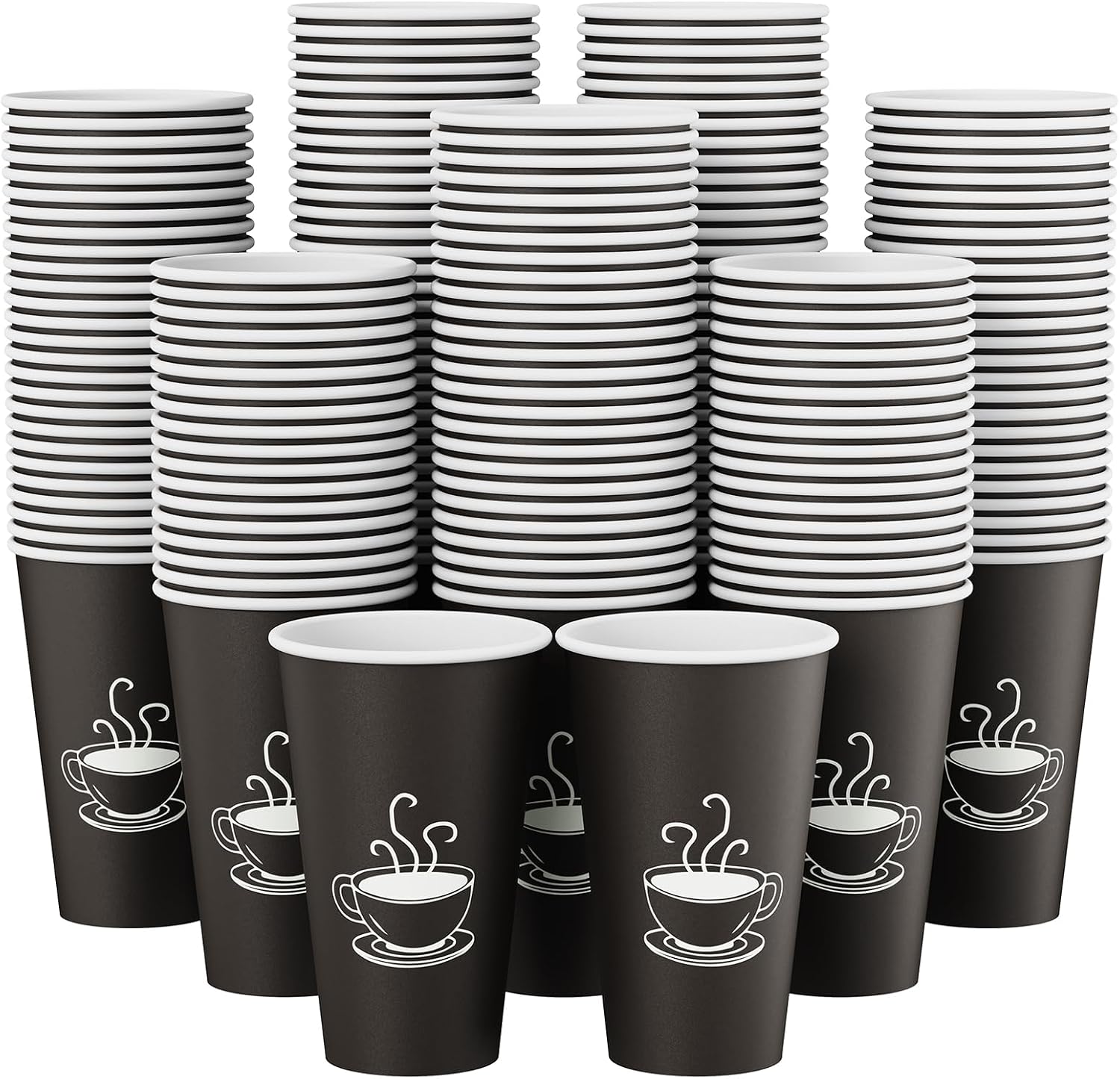 Disposable Paper Coffee Cups, 8 oz, Black, Pack of 360