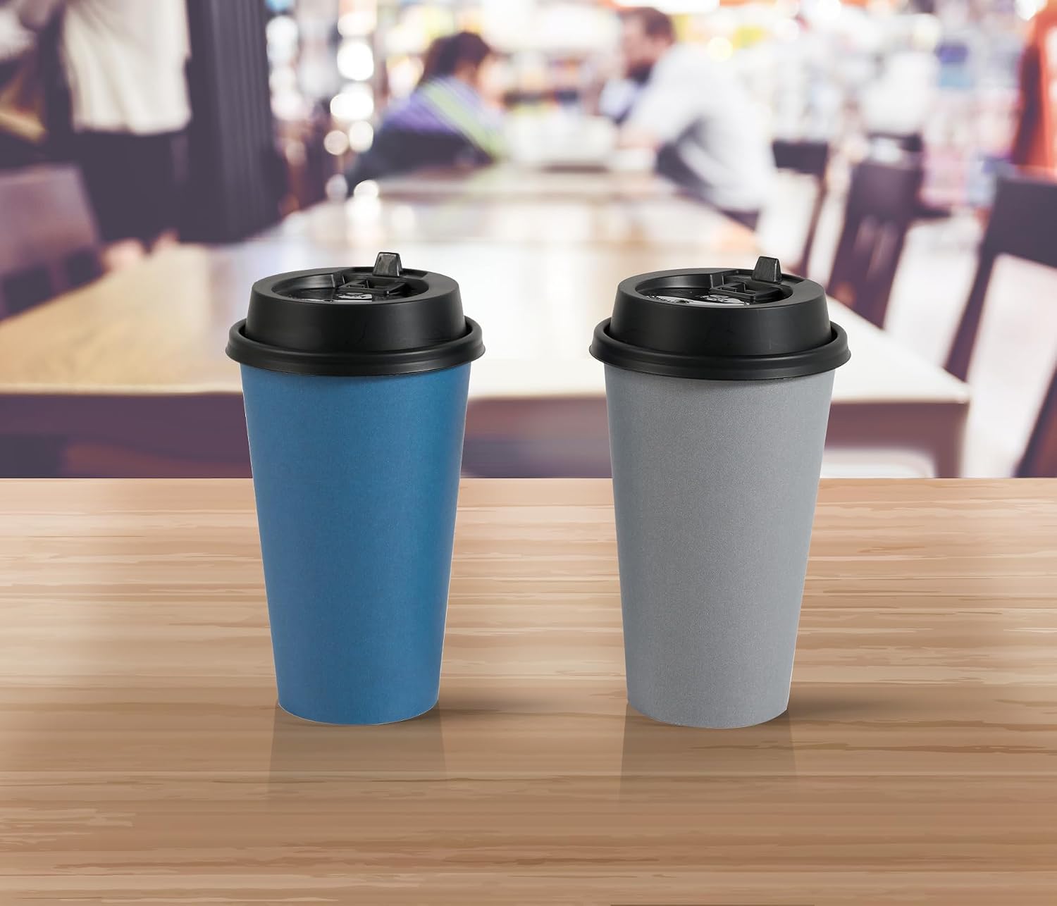 Disposable Paper Coffee Cups with Lids, 16 oz, Pack of 100